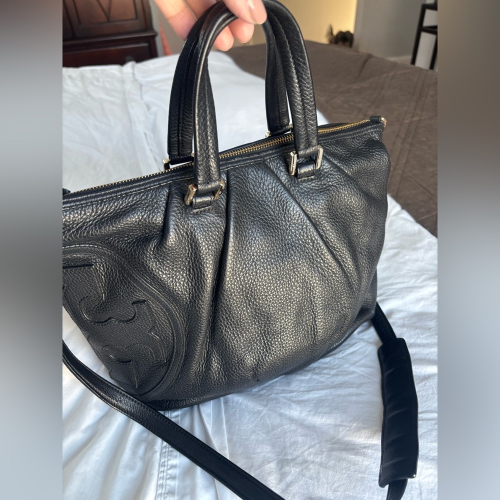 Tory Burch Black Leather Satchel Handbag